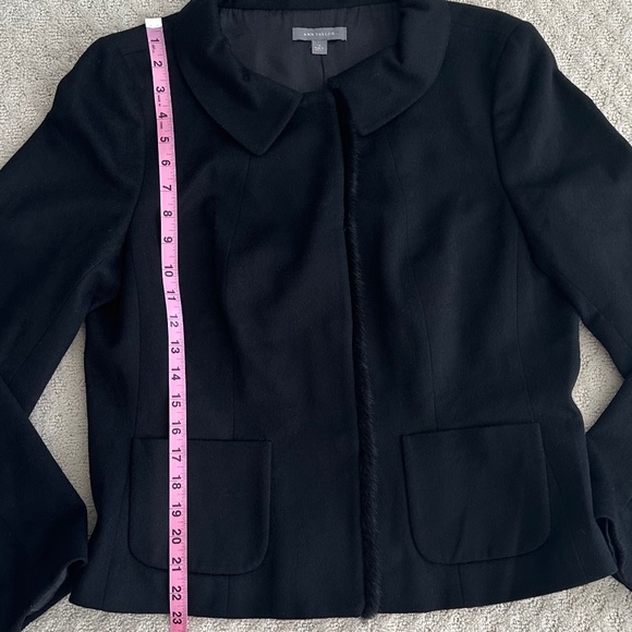 Ann Taylor Wool/Cashmere Fur Trim Blazer Black Size 14 - Picture 14 of 16